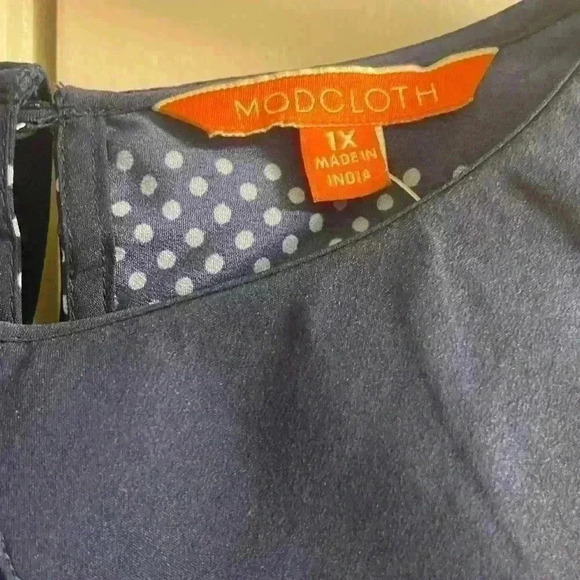 ModCloth navy blue pull over blouse granny core Peter Pan collar. Sz 1X. NWOT - Picture 6 of 6